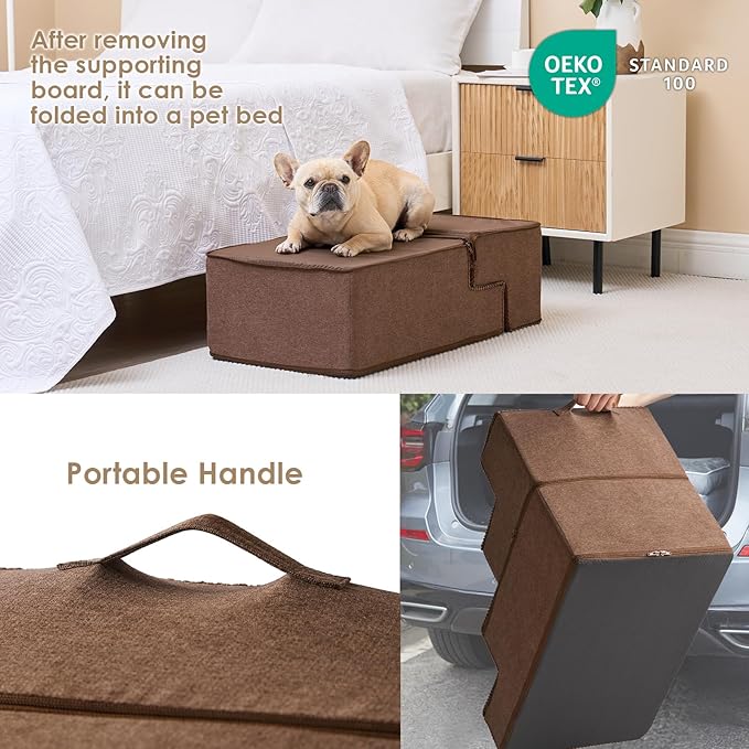 EHEYCIGA Dog Stairs for Bed 18”H 4-Step Dog