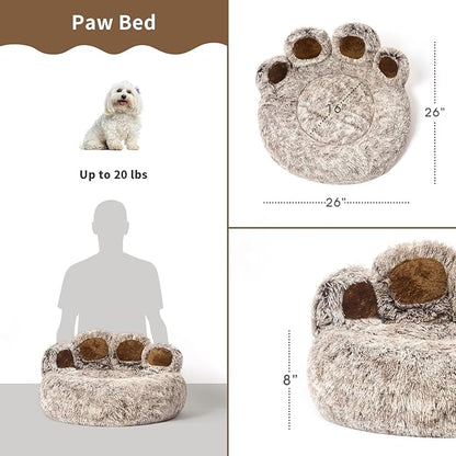 Jiupety Pet Round Bed of Paw Shape (26"×26"×8"), Gray