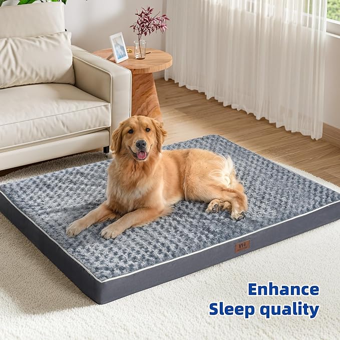 WESTERN HOME WH Orthopedic Medium Dog Bed for Medium Dogs, Dog Beds Large Sized Dog with Soft Rose Plush Removable Washable Cover, Egg Crate Foam Support and Non-Slip Bottom, Waterproof Pet Bed Mat