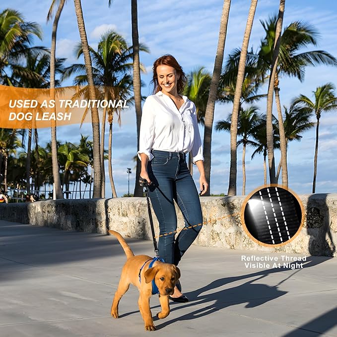 Retractable Adjustable 3-in-1 Pets Car Seat Belt with Elastic Bungee Buffer