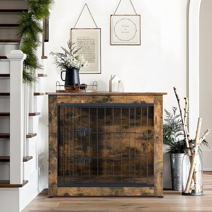 NicBex Small Dog Crate Furniture 27.2" L 30lb, Rustic