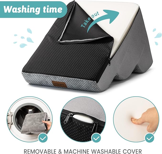 Dog Stairs for Couch or Low Bed 15.7x22.4x15.7in, Grey, 3 Tiers