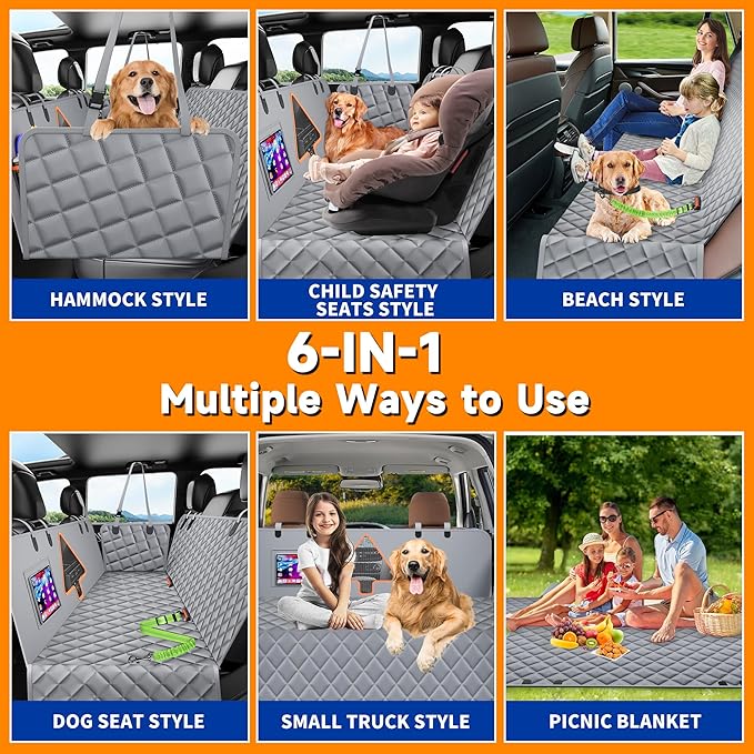 MDQ Dog Car Seat Cover for Pets 100% Waterproof Dog Car Hammock 600D Heavy