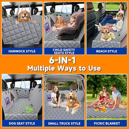 MDQ Dog Car Seat Cover for Pets 100% Waterproof Dog Car Hammock 600D Heavy