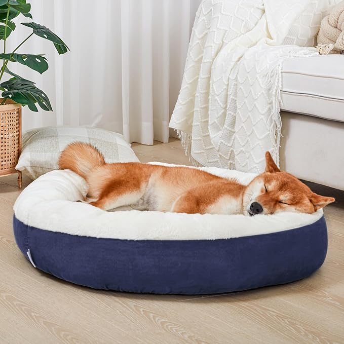Love's cabin Round Donut Cat and Dog Cushion Bed 30in Pet