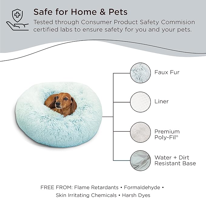 Best Friends by Sheri The Original Calming Donut Cat and Dog Bed in Shag Fur Baby Blue 23"