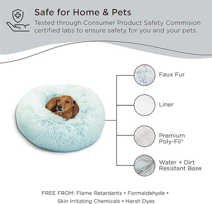 Best Friends by Sheri The Original Calming Donut Cat and Dog Bed in Shag Fur Baby Blue 23"