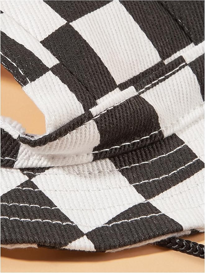 Grid Pattern Dog Hat with Ear Hole Round