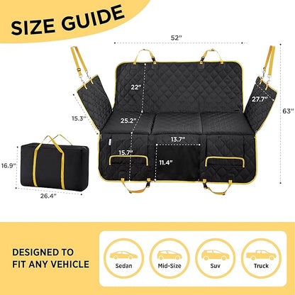 Lesure Dog Car Seat Cover for Back Seat with Hard Bottom