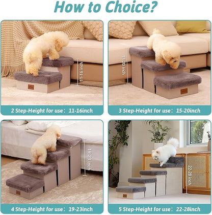 C0ZY KISS Dog Storage Stairs for Bed 21" H 39.7x13x21.2in, Brown, 5 Tiers