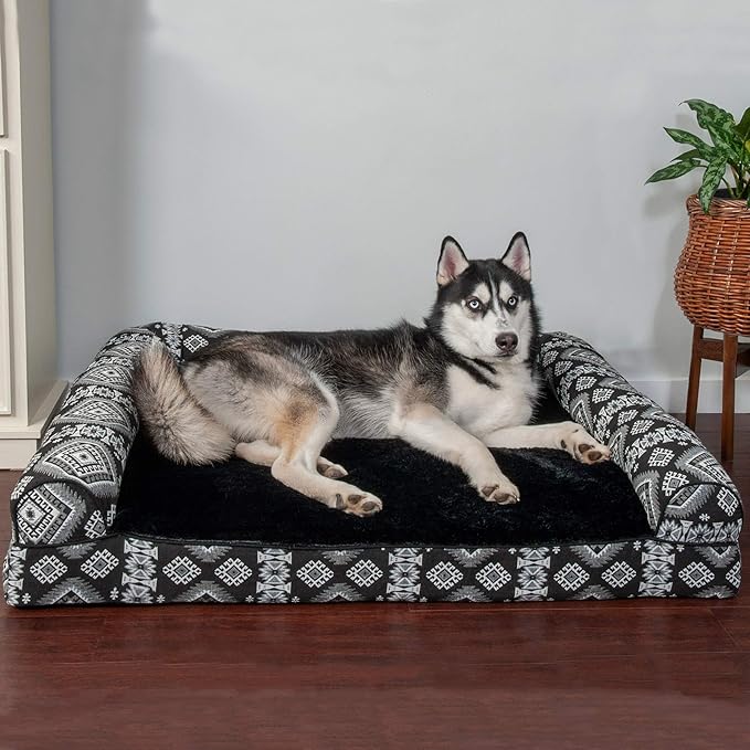 Furhaven Orthopedic Dog Bed for Large Dogs w/ Removable Bolsters & Washable Cover 95 lbs
