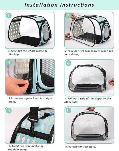 Cat Carrier Collapsible Breathable Package,Space Capsule Transparent Portable Bags Foldable Handbag for Pets Dogs Kitten Puppies,Designed for Travel, Hiking, Walking & Outdoor Use (Grey)