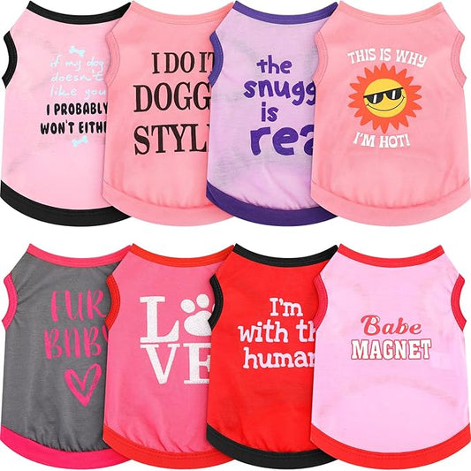 8 Pieces Pet Shirts Printed Puppy Shirts Soft