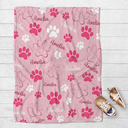 Personalized Dog Blankets Dog Paw Print Blanket Puppy Blanket 60"x50" for