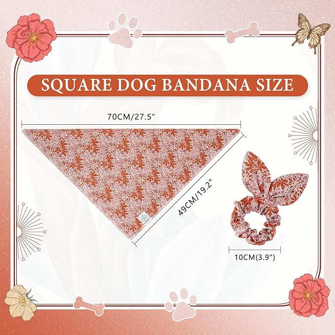 E-Clover Fall Dog Bandana & Matching Scrunchie-Leaves Dog