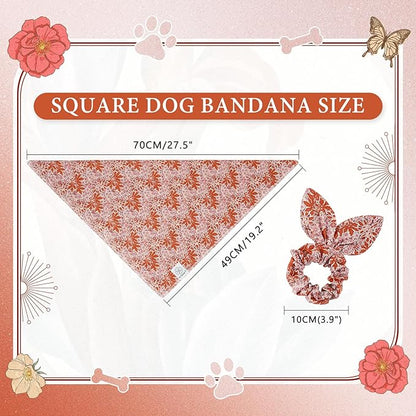 E-Clover Fall Dog Bandana & Matching Scrunchie-Leaves Dog