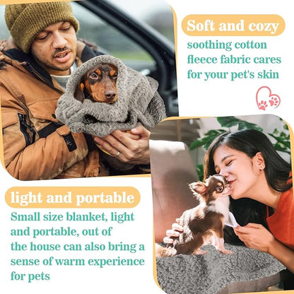 Sherpa Fleece Dog Blanket - Pet Blanket for Cats Soft Small Puppy Blankets for Small Dogs Indoor Cats Fluffy Dog Pet Throw Blanket for Dog Small Fleece Warm Grey Dog Blanket for Bed