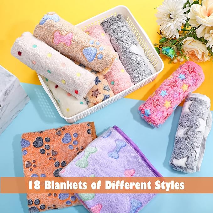 Chumia 18 Pcs Fleece Pet Blanket Soft Warm (23 x 16 Inch)