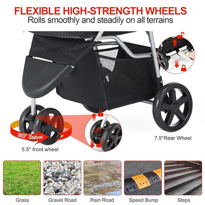 Pet Stroller 3 Wheel,