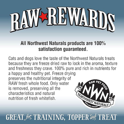 Northwest Naturals Raw Rewards Freeze-Dried Whitefish Treats for Dogs and Cats - Bite-Sized Pieces - Healthy, 1 Ingredient, Human Grade Pet Food, All Natural - 2.5 Oz (Packaging May Vary)