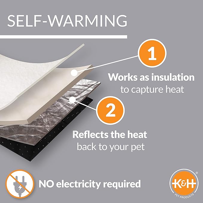 K&H Pet Products Self-Warming Bolster Bed Pet Bed Gray/Black 14" x 17"