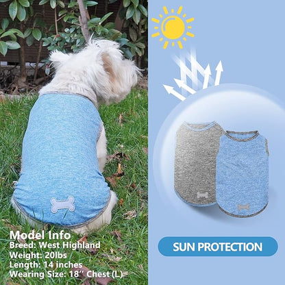 KYEESE 2 Pack Dog Shirts Quick Dry Soft Stretchy Dog T-Shirts with Reflective Label Tank Top Sleeveless Vest Sun Protection Dog Clothes for Small Dogs