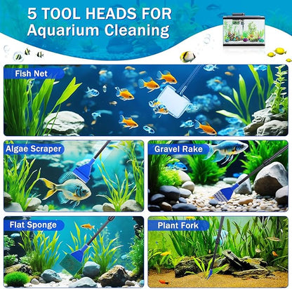 FACULX Fish Tank Cleaner Vacuum with Fish Tank Cleaning Kit，Plastic Gravel Vacuum for Aquarium，Aquarium Siphon Pump for Water，Aquarium Vacuum Gravel Cleaner for Various Tank Sizes