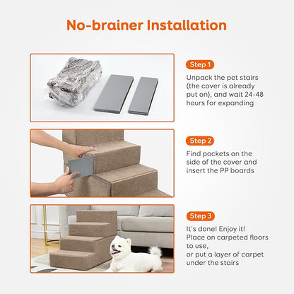 Pawque Dog Stairs for High Bed Couch & Pet Steps for Small Dogs Cats (18 inches