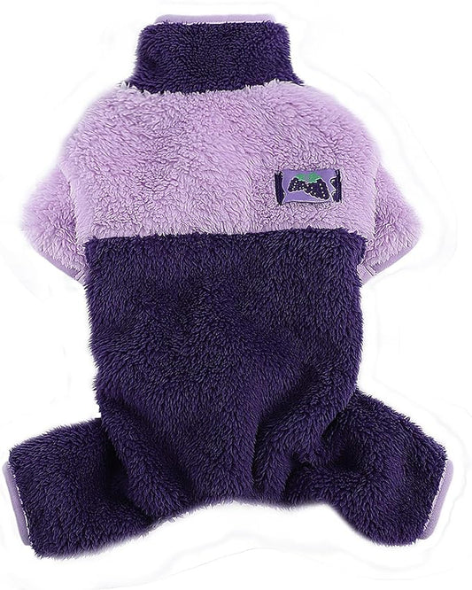 Dog Pjs for Small Dogs Chihuahua Yorkie Clothes Fleece Warm Puppy Pajamas Sweater Onesie Pink Pet Clothes Outfit Apparel (Purple