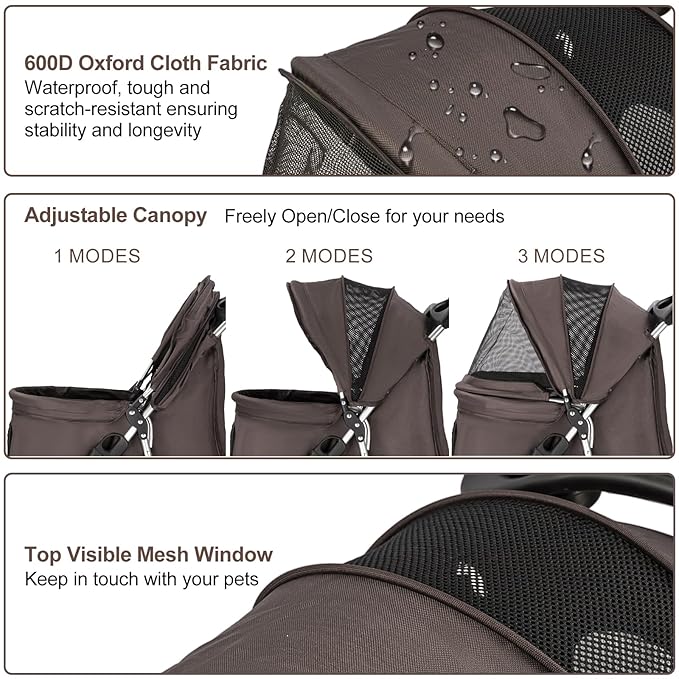 Pet Stroller for Medium Small Dogs and Cats 4 Wheels,