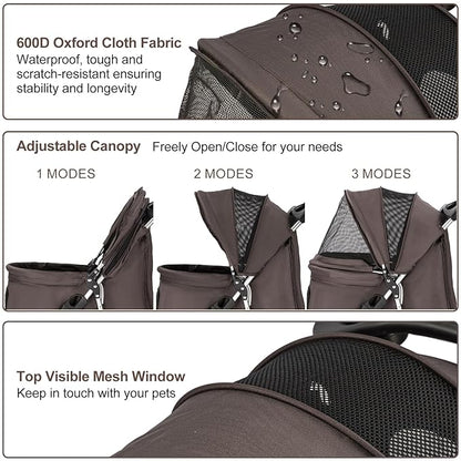 Pet Stroller for Medium Small Dogs and Cats 4 Wheels,