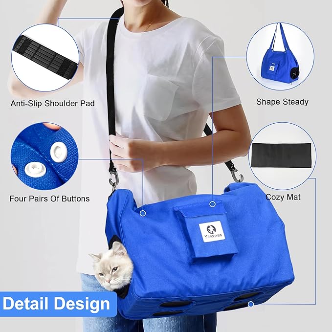 Cat Bag For Nail Trimming Pet Supplies， Color Blue Size M Cat Carrier Soft Backpack Hand Free Dog Travel Sling， Cat Grooming Holder With Adjustable Harness Storage Pocket Suitable For 5-11 lbs