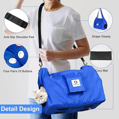 Cat Bag For Nail Trimming Pet Supplies， Color Blue Size M Cat Carrier Soft Backpack Hand Free Dog Travel Sling， Cat Grooming Holder With Adjustable Harness Storage Pocket Suitable For 5-11 lbs