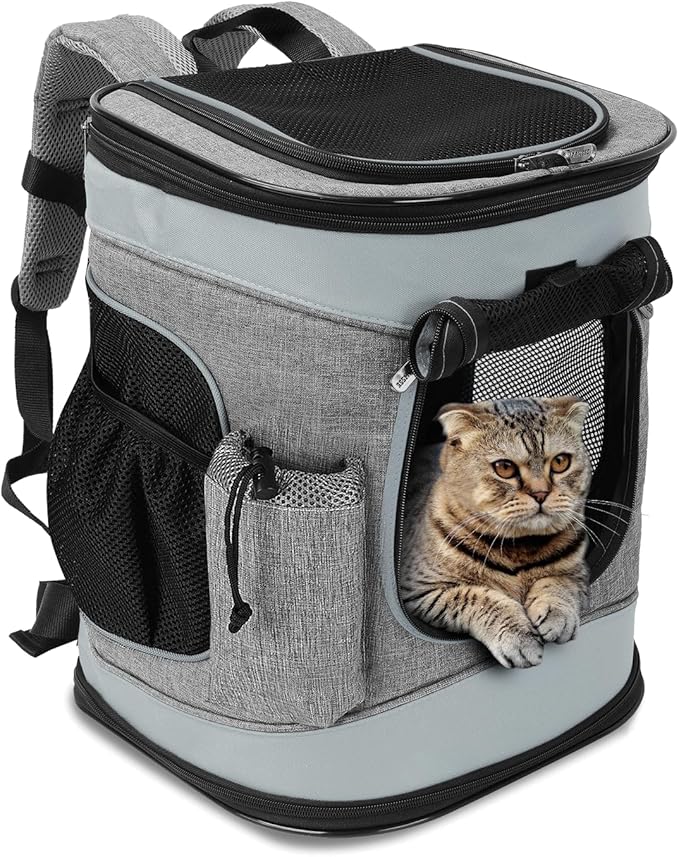 Kritter Planet Pet Carrier Backpack for Dogs and Cats, Breathable Pet Backpack with 2 Mesh Window,Portable Pet Carrier for Camping