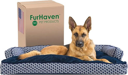 Furhaven Pillow Dog Bed for Large Dogs w/ Removable Bolsters & Washable Cover