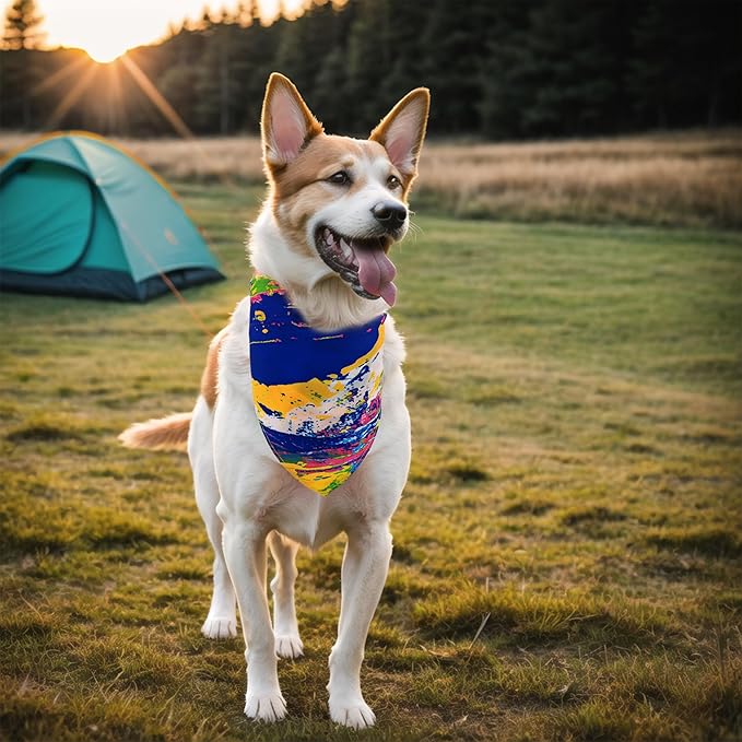 10PCS Dog Bandanas Tie Dye for Large XL Breed Dog Big Bandanas Pack Kerchief Washable Triangle Bibs Head Scarves Scarfs for Boys and Girls Grooming Accessories Costume