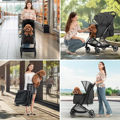 Kenyone Pet Stroller for Small to Medium Dogs Durable Cat Stroller with Lightweight Aluminum Frame