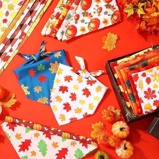 Sweetude 50 Pieces Fall Dog Bandanas Bulk Maple (31.5 x 21.7 x 21.7 Inch)