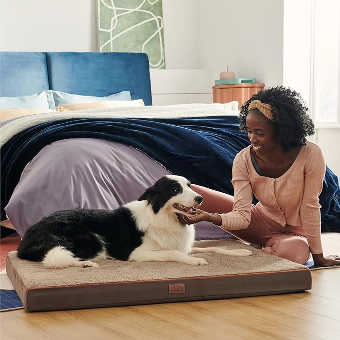 Bedsure Large Dog Beds for Large Dogs 65lbs, Brown