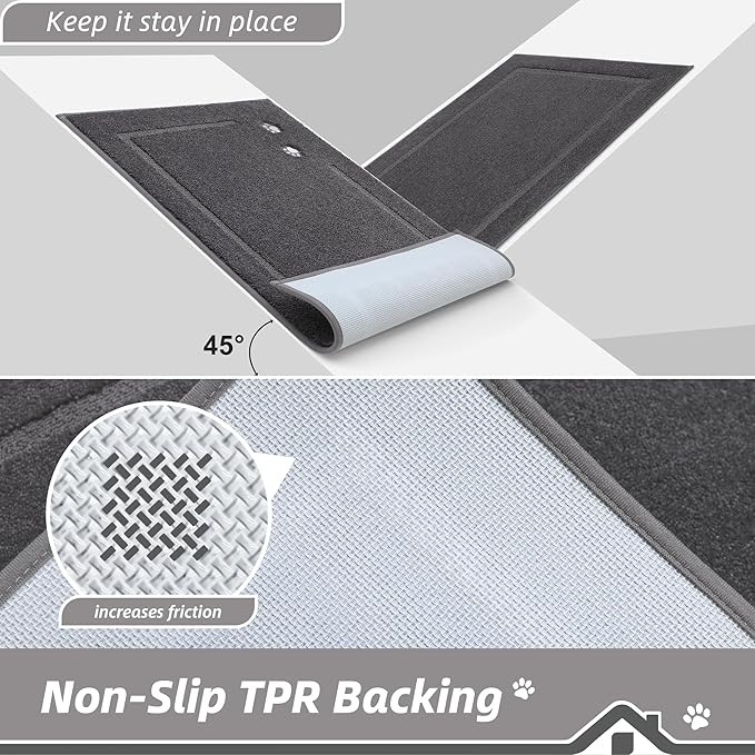 BEQHAUSE Dog Door Mat for Muddy Paws Dirt Trapper Absorbent Mud Mat for Dogs Non-Slip Washable Entryway Rug Low-Profile Soft Indoor Door Mats for Muddy Wet Shoes and Paws 20"x32"