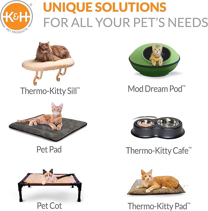 K&H Pet Products Heated Thermo-Kitty Café Outdoor Heated Cat Bowls, Feral Cat Feeding Station - No More Frozen Food or Water, 2093