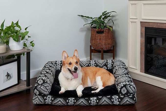 Furhaven Pillow Dog Bed for Large/Medium Dogs w/ Removable Bolsters & Washable Cover