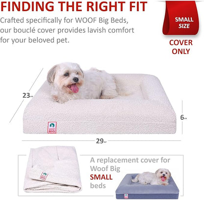 Replacement Cover Only (Beds Sold Separately) - Creamy White Boucle - Machine Washable - Anti-Slip - YKK Zippered (Small)