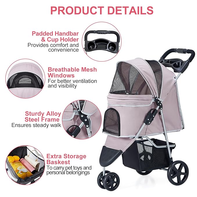 Pet Stroller 3 Wheel,