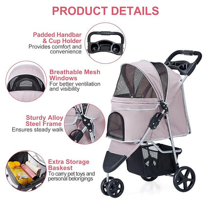 Pet Stroller 3 Wheel,