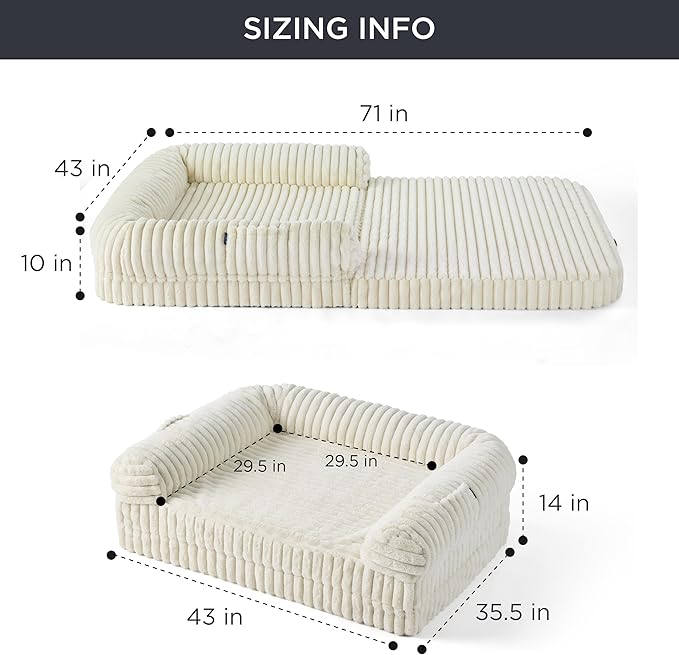Bedsure Foldable Human Dog Bed for People Adult 2 in 1 Corduroy
