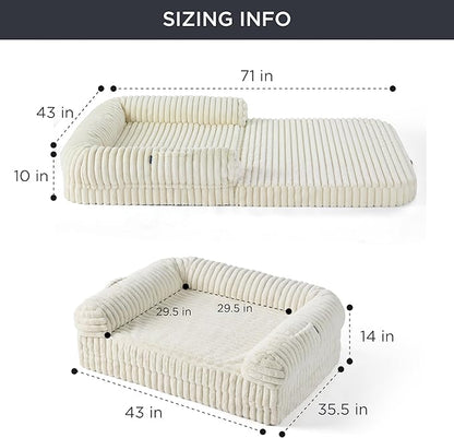 Bedsure Foldable Human Dog Bed for People Adult 2 in 1 Corduroy