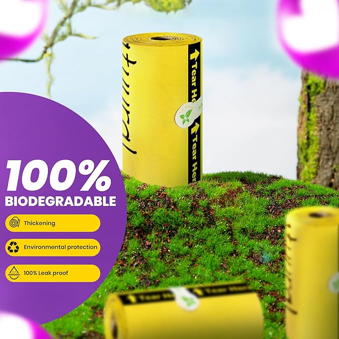 Dog Poop Bags Rolls-150 Bags with Leash Dispenser (10 Rolls) 100% Leak