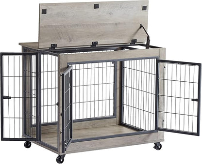 NicBex Dog Crate Furniture Dog Cage with 3 Doors and Lift Top
