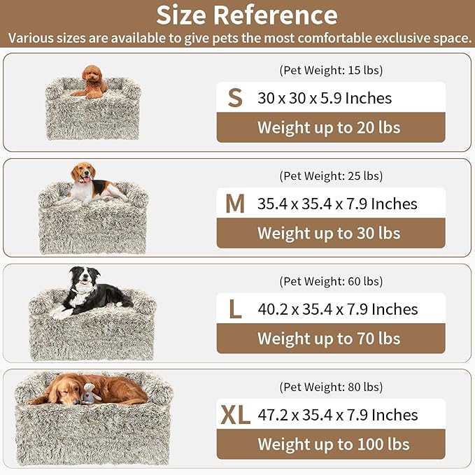Calming Dog Couch Bed for Large Dogs 35.4 x 35.4 x 7.9 Inches